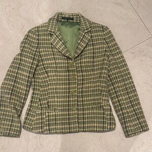 Theory Green and Black Plaid Blazer